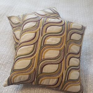 Crate & Barrel Elegant Swirl Pattern Accent Pillow Covers